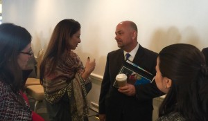 Managing Attorney Anna Hysell chats with the San Diego ICE Field Office Director.